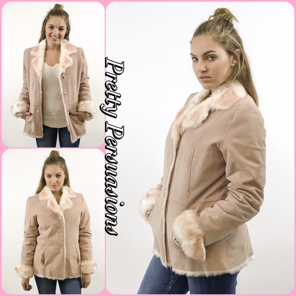 Vintage 90's Faux Fux Lined Leather Jacket - Picture 2 of 5